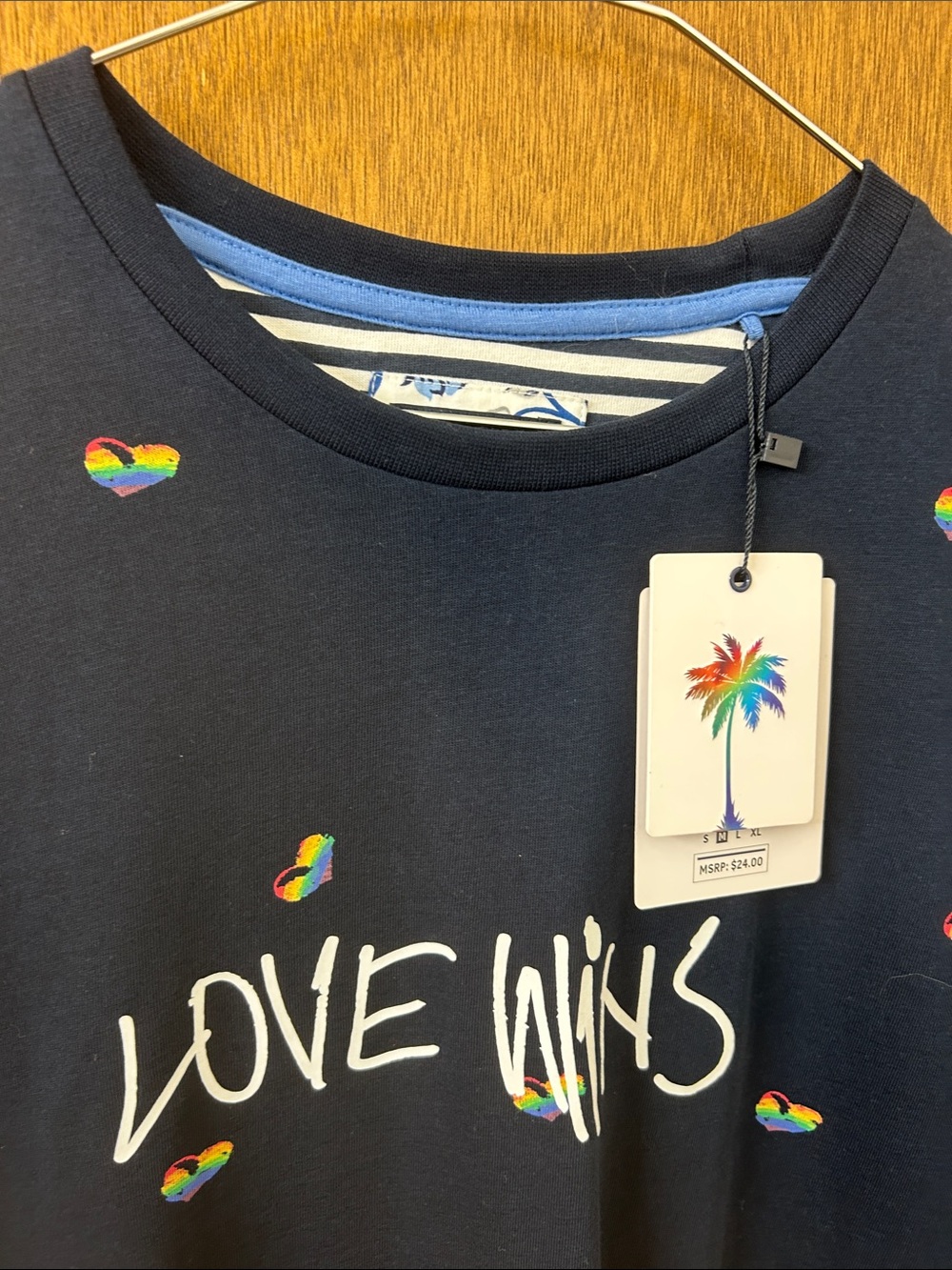 Denim & Flower Navy 'Love Wins' Rainbow Heart Short-Sleeve Tee - Picture 9 of 9